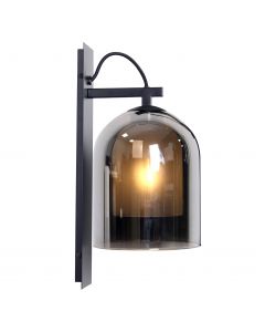 Applique murale BELL en métal et verre fumé noir
