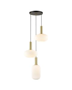 Suspension OPALE en métal doré et verre blanc