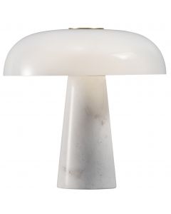 Lampe à poser GLOSSY en marbre blanc et verre opale blanc