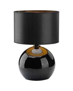 Lampe à poser PALLA (D35cm) en verre et tissu noir
