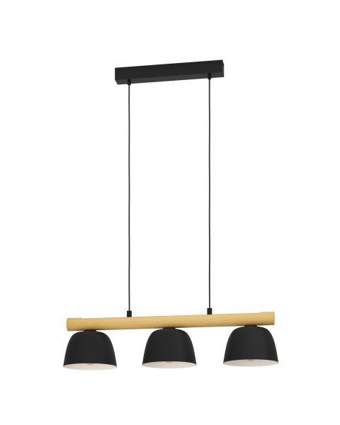 Suspension SHERBURN noir/bois L77cm