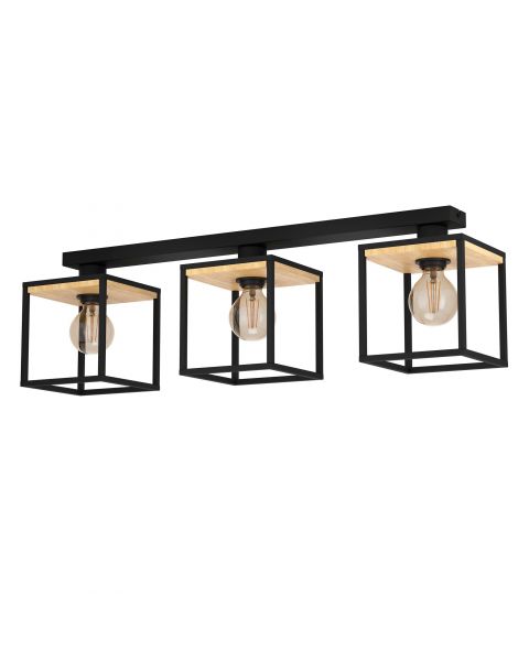 Plafonnier LIBERTAD noir/bois L86cm