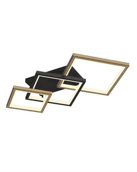 Plafonnier LED dimmable MATERA noir/bois L110cm