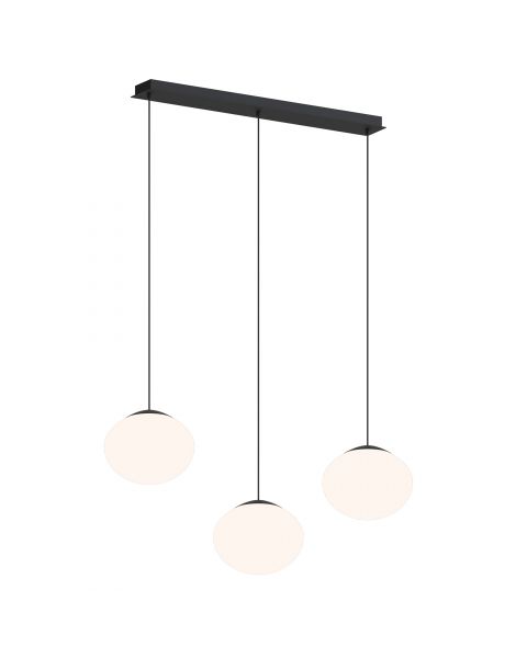 Suspension LED dimmable ETREROS 3 lumières avec télécommande verre opalin Ø24cm
