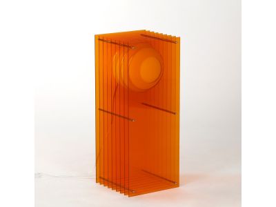 Lampe LOP BIG RECTANGLE acrylique orange/verre opal H60cm