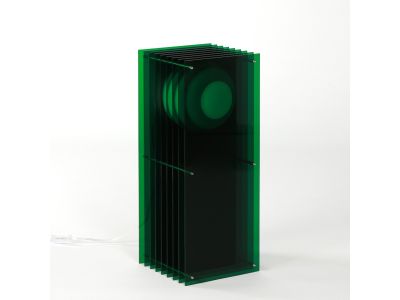 Lampe LOP BIG RECTANGLE en acrylique vert/verre opal H60cm