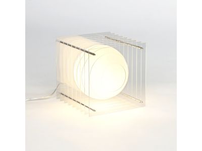 Lampe LOG BIG SQUARE en acrylique blanc transparent/verre opal H24cm