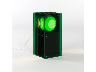 Lampe LOP SMALL RECTANGLE acrylique vert/verre opal H38cm