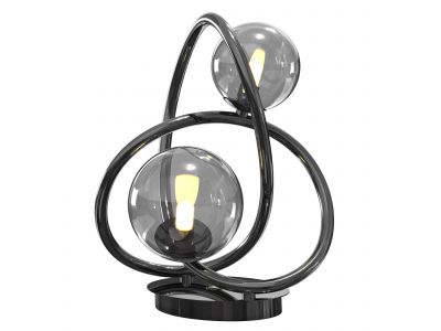 Lampe à poser NANCY noir chromé/verre fumé H32cm