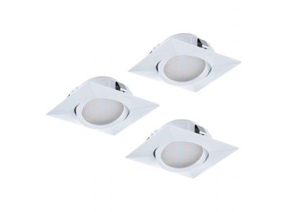 Spot à encastrer métal blanc PINEDA carré LED INT 3X4,9W
