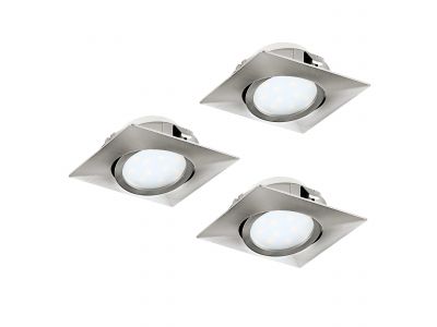 Spot à encastrer métal nickel PINEDA carré LED INT 3X4,9W