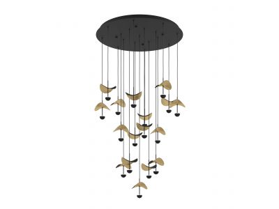 Suspension métal noir DRACERA Cascade 17 LED INT 17X2,3W