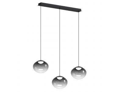 Suspension LED dimmable ETREROS 3 lumières avec télécommande verre fumé Ø24cm