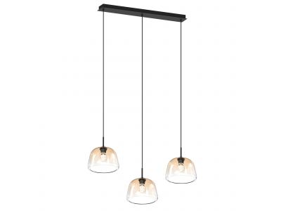 Suspension 3 lumières GIOBOLE verre ambré Ø18cm