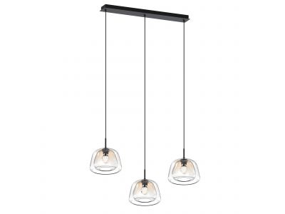 Suspension 3 lumières GIOBOLE double verre ambré Ø18/24cm