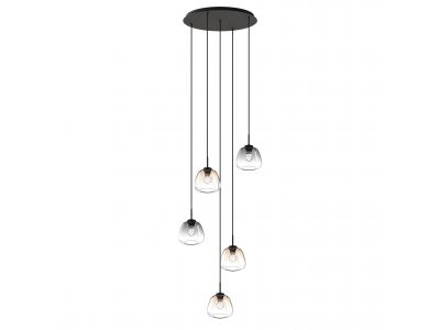 Suspension ronde 5 lumières GIOBOLE Verre fumé/ambré Ø18cm