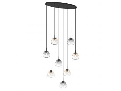 Suspension 8 lumières GIOBOLE verre fumé/ambré Ø18cm