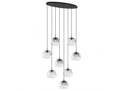 Suspension 8 lumières GIOBOLE verre fumé/ambré/transparent Ø24cm