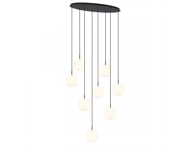 Suspension 8 lumières GIOBOLE strié opalin Ø18cm