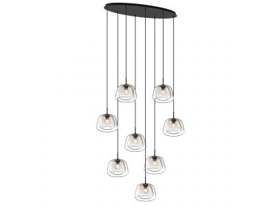 Suspension 8 lumières GIOBOLE double verre ambré/transparent Ø24cm