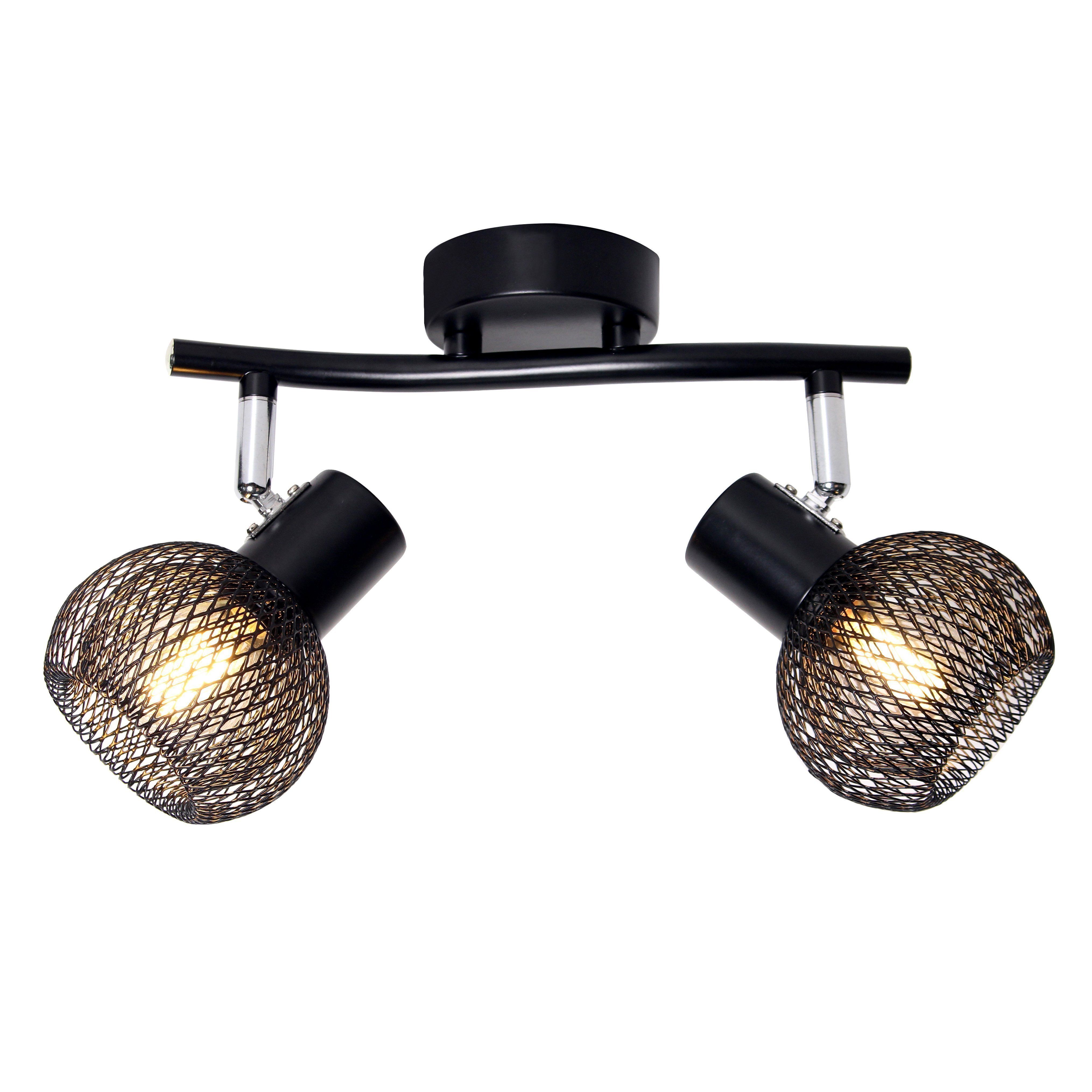 Applique Plafonnier Luminaire LED verre grille metal 4 Spots