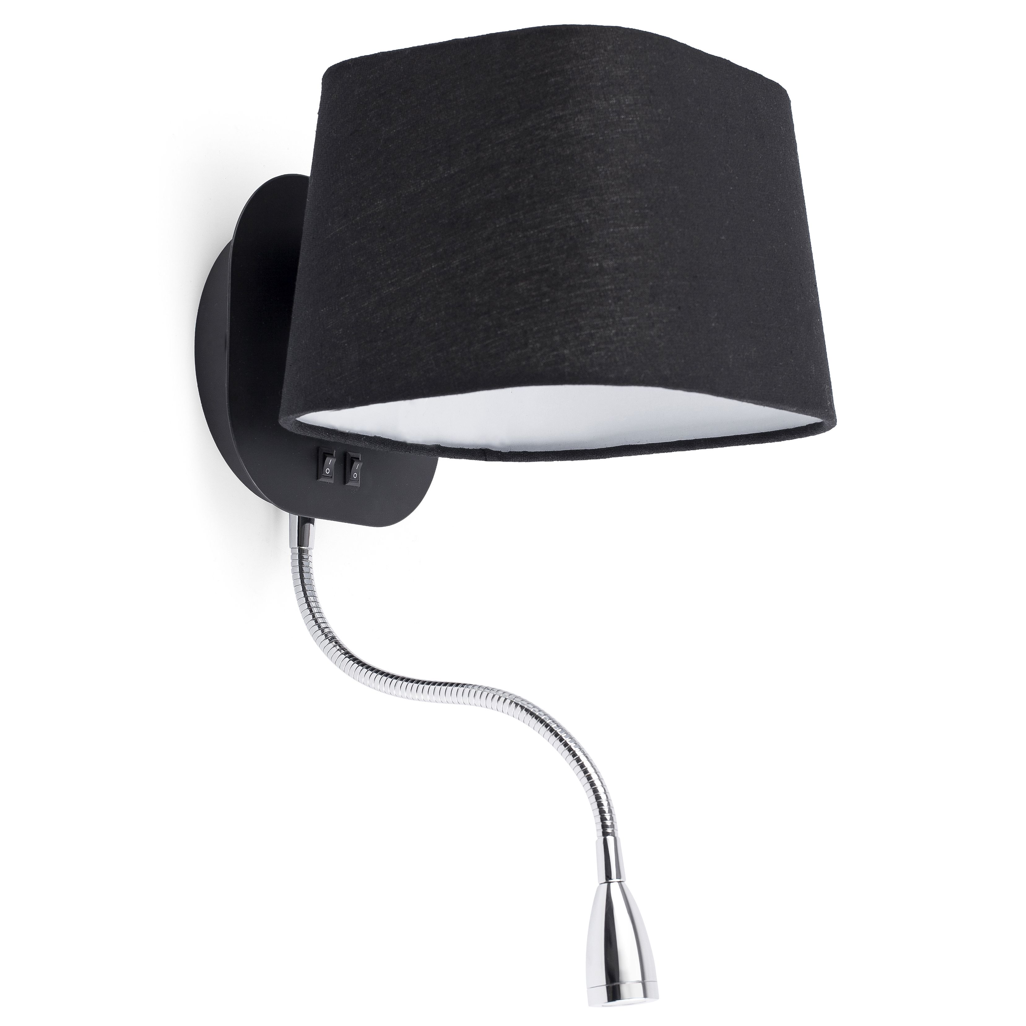 Lampe applique Fold noire avec liseuse
