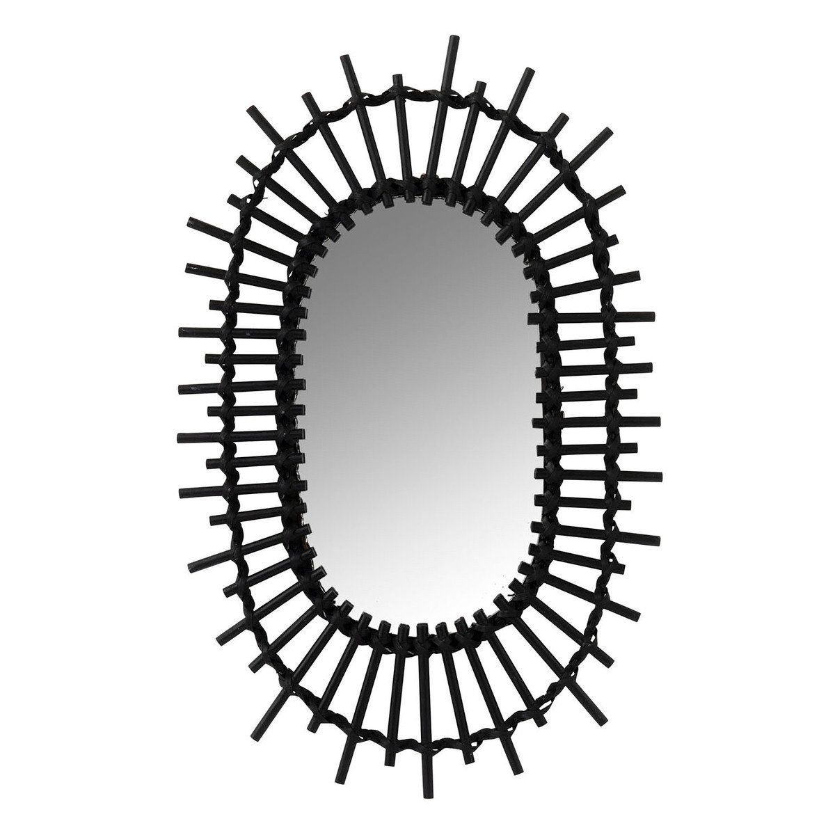 Miroir ovale soleil BOHEME en bambou couleur noir et verre