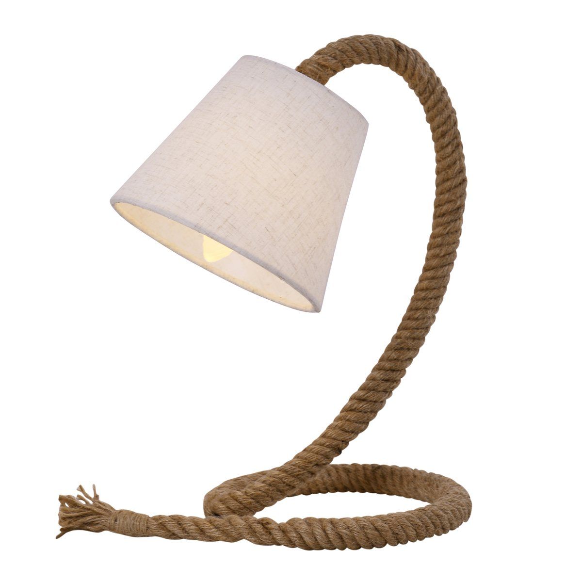 Lampe corde à poser ROPE avec abat-jour en toile beige