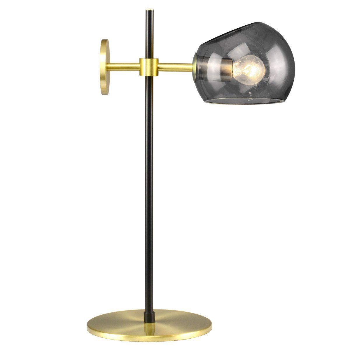 Lampe à poser OLGA en métal effet laiton avec verrerie noire