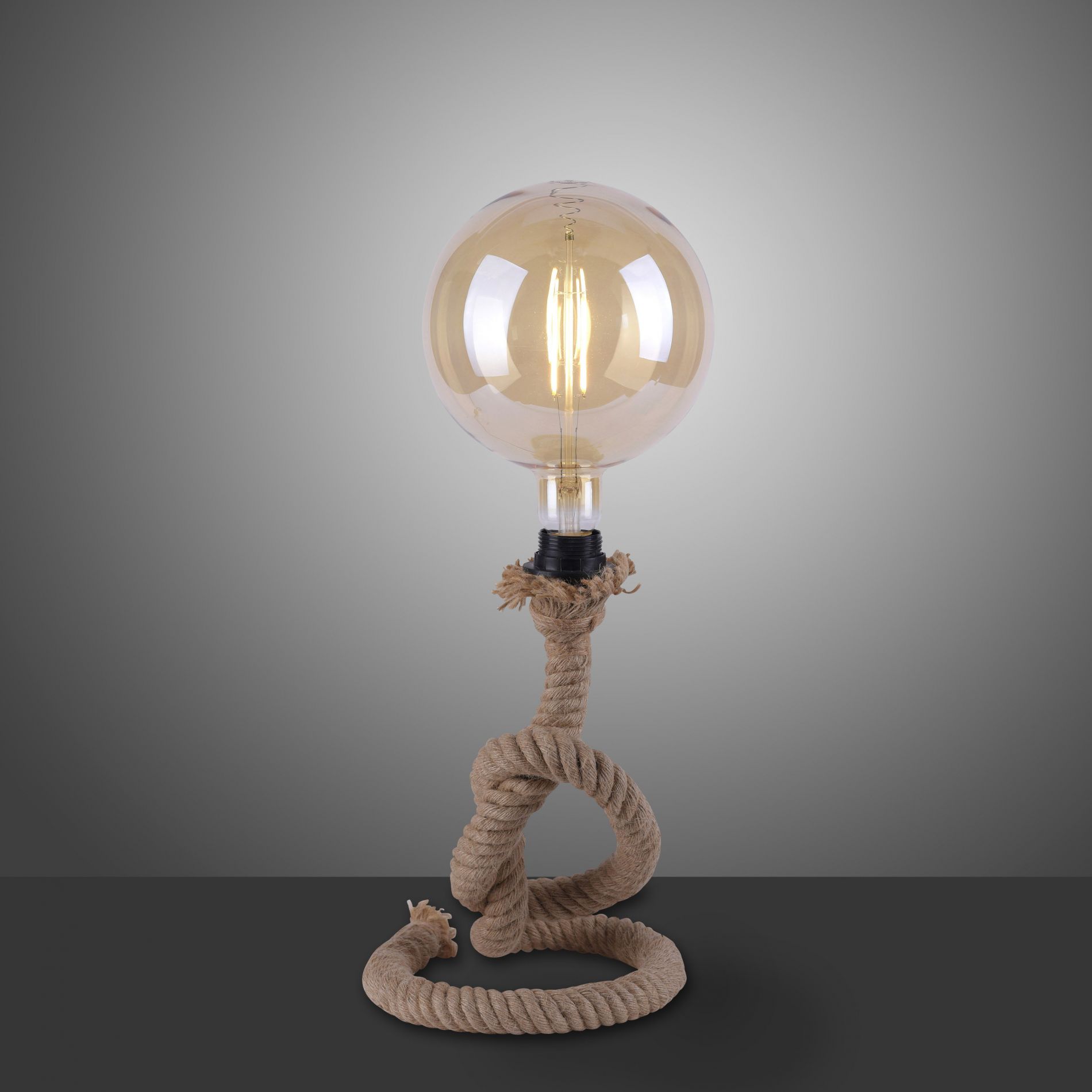 Lampe corde ROPE en cordage naturel et métal noir