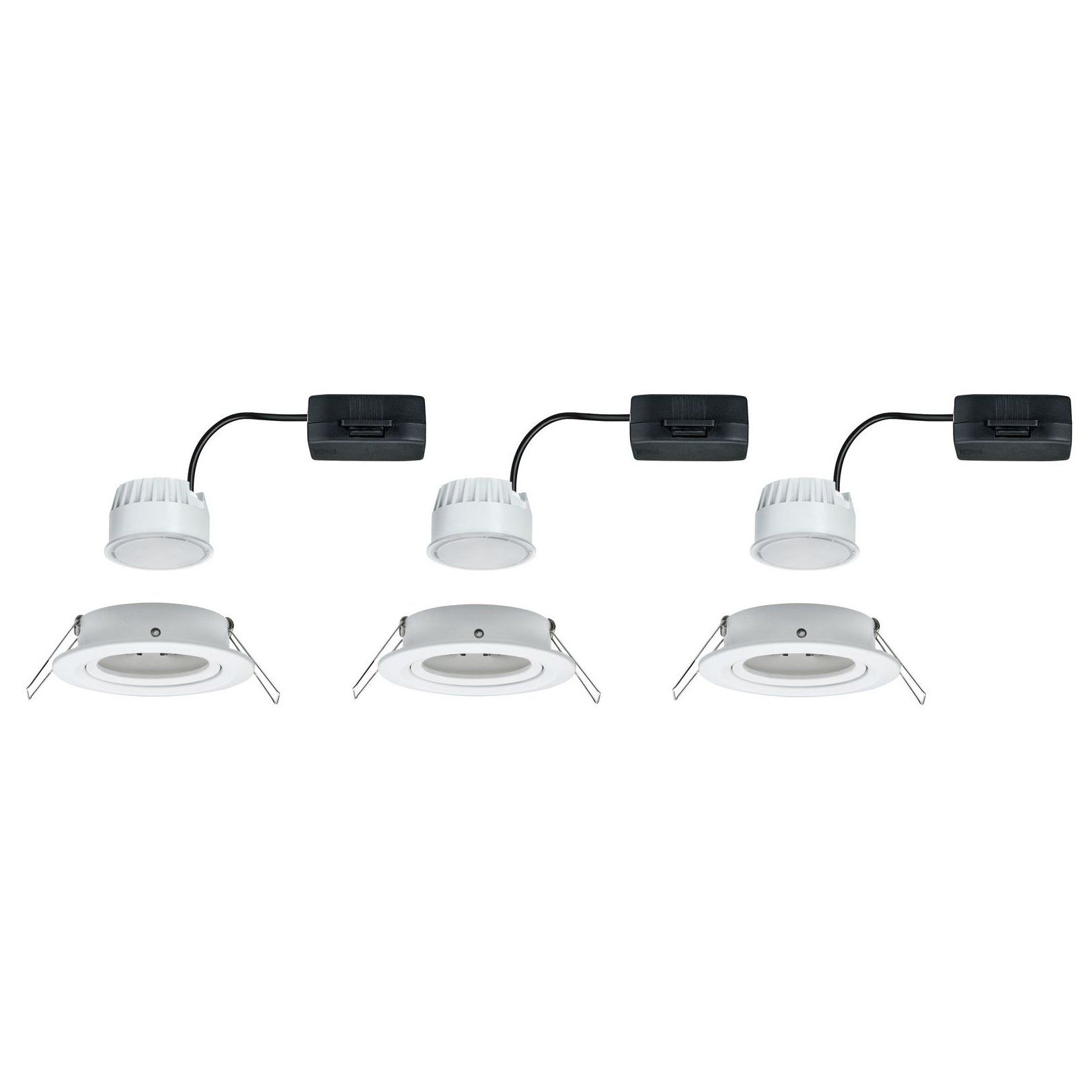 Spots x3 LED encastrables et orientables NOVA en métal blanc