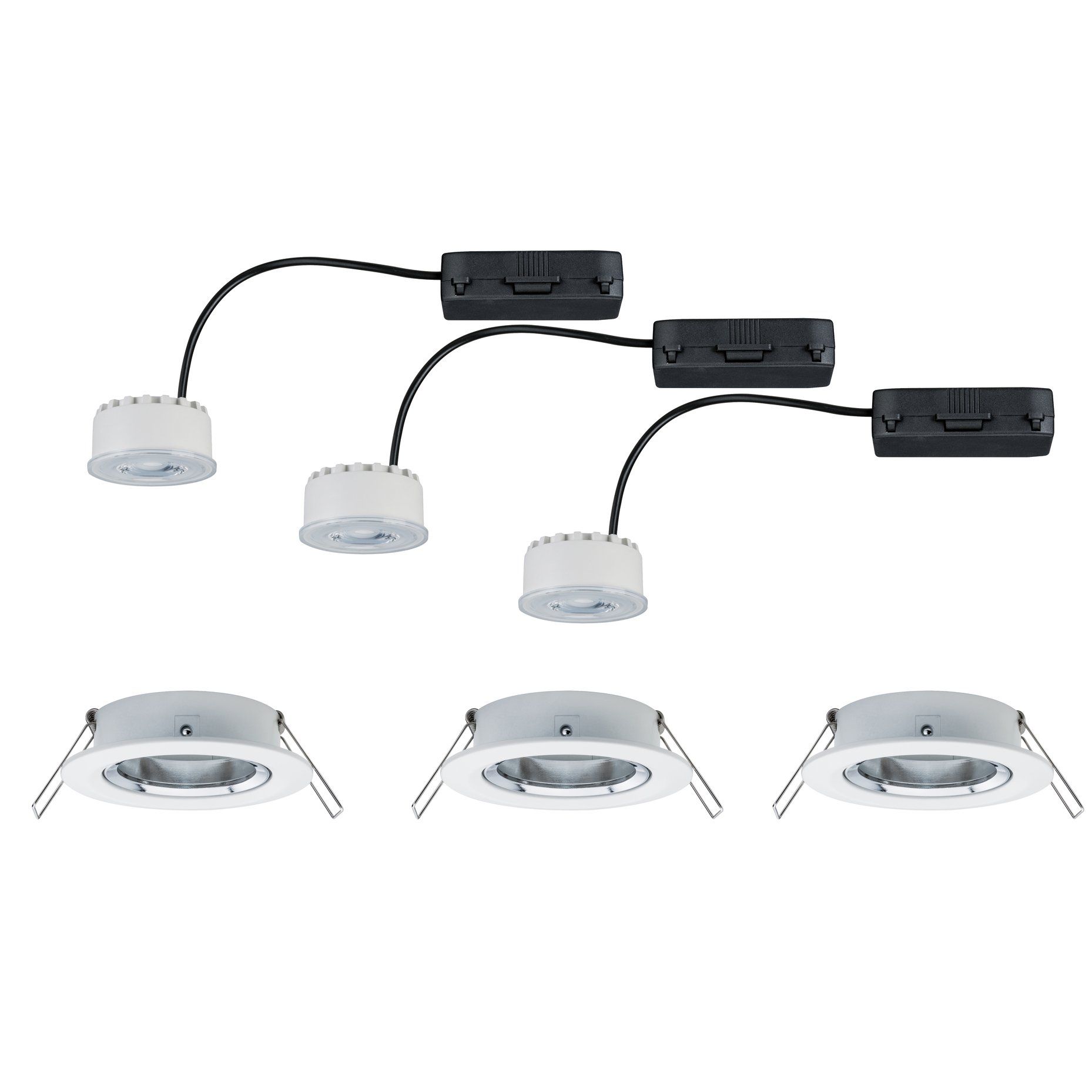 Spots x3 LED encastrables et orientables PRENIUM en aluminium blanc chrome