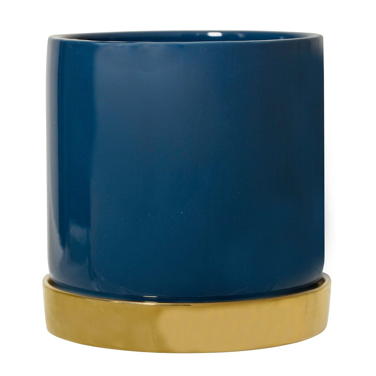 Pot GOLD en pierre bleu nuit avec coupelle dorée