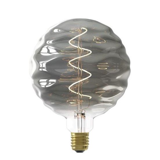 Ampoule déco filament LED XXL dimmable E27 BILBAO en verre fumé gris titanium Ø15cm