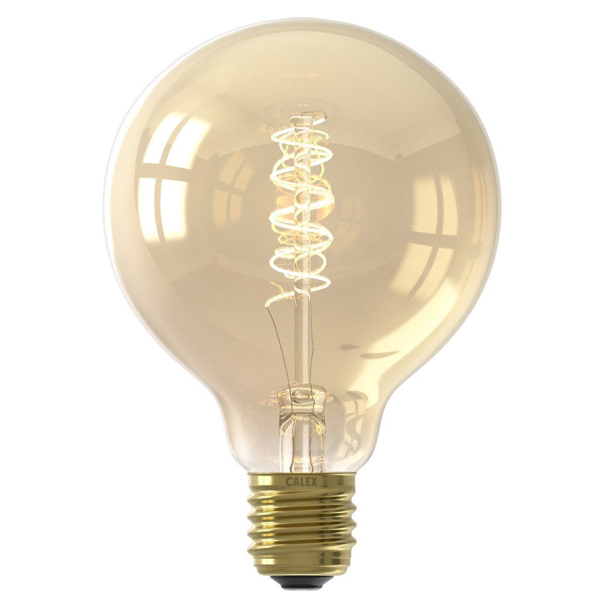 Ampoule déco filament LED dimmable E27 AMBRE FLEX 200 lumens en verre ambré Ø9.5cm