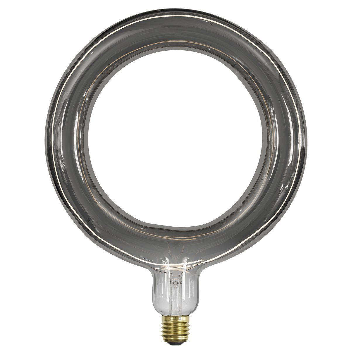 Ampoule déco filament anneau LED XXL E27 RADA en verre fumé titanium Ø9.5cm