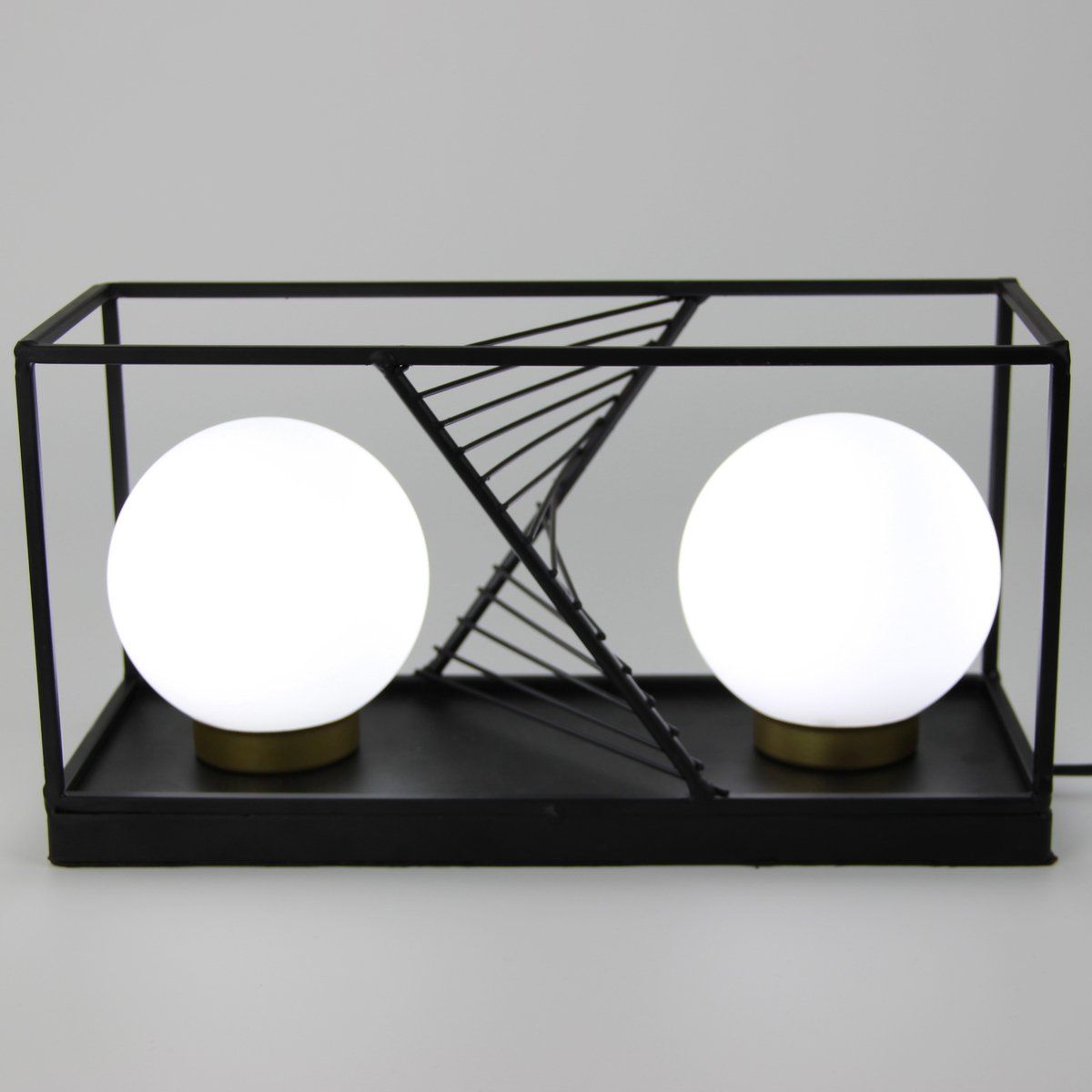 Lampe à poser SIGN (2x28W) en marbre noir et verre