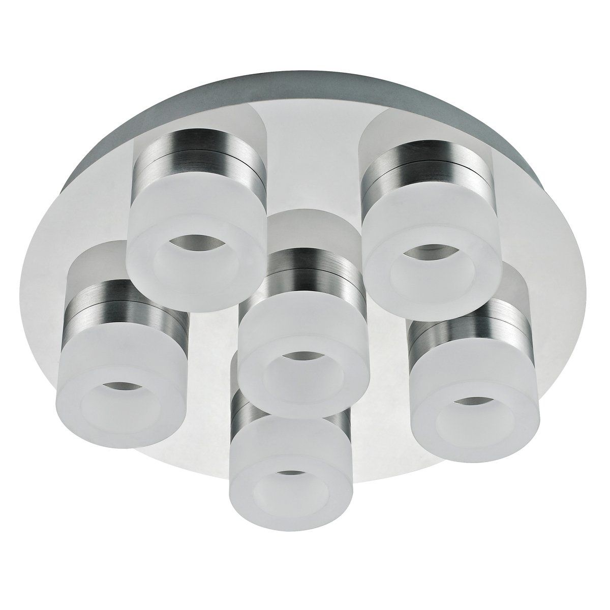 Plafonnier 6 spots LED STEEL en métal chrome