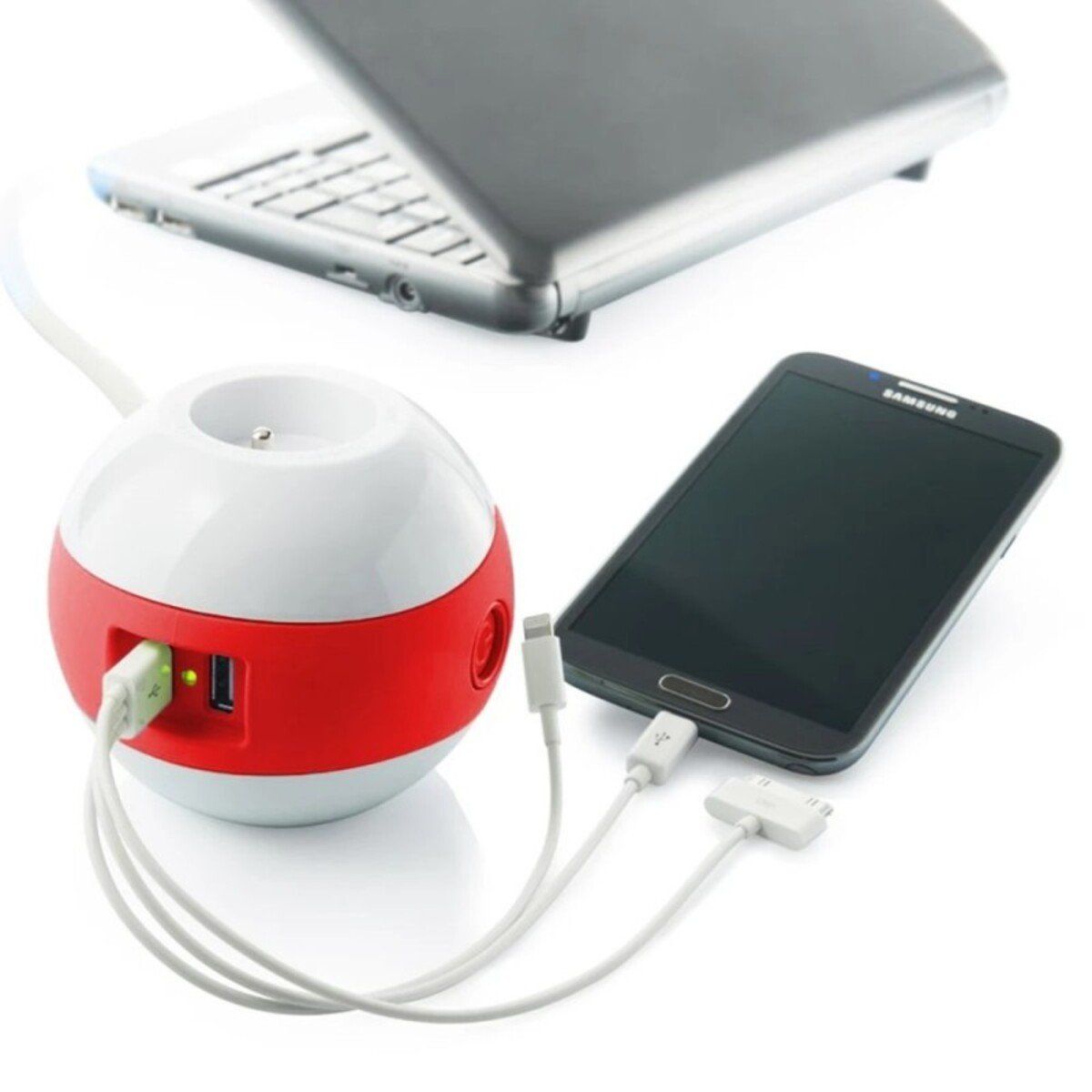 Multiprise multimédia USB (2x16A + 1x6A) rouge