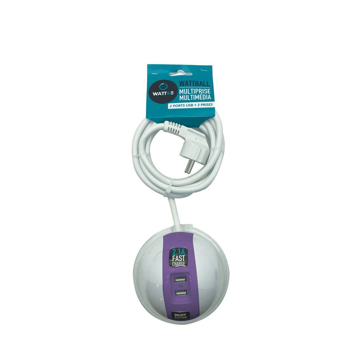 Multiprise multimédia USB (2x16A + 1x6A) violette