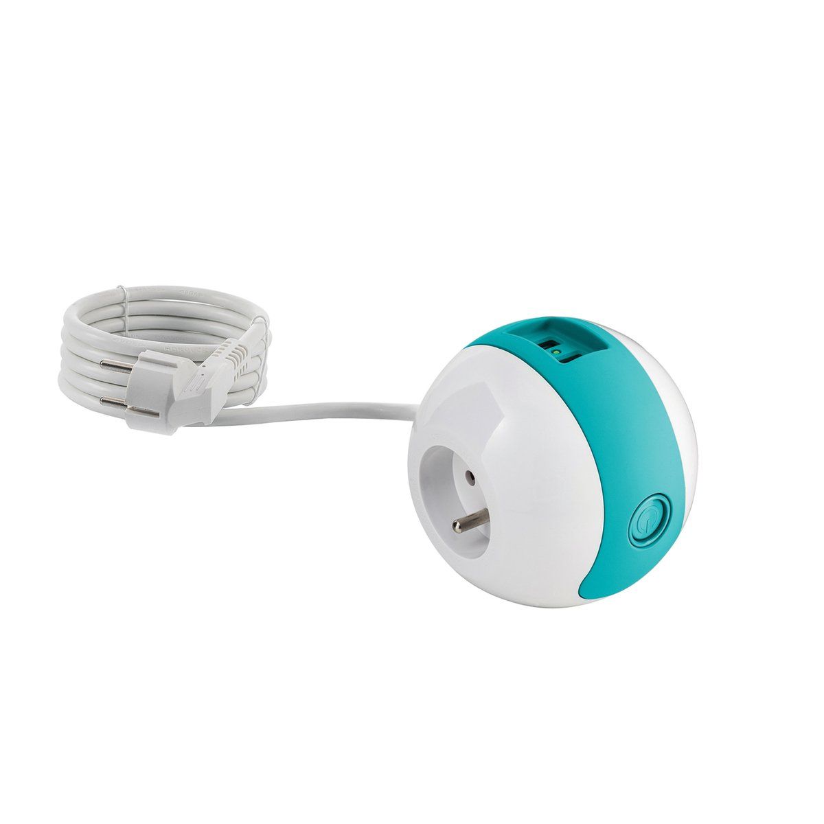 Multiprise multimédia USB (2x16A + 1x6A) turquoise