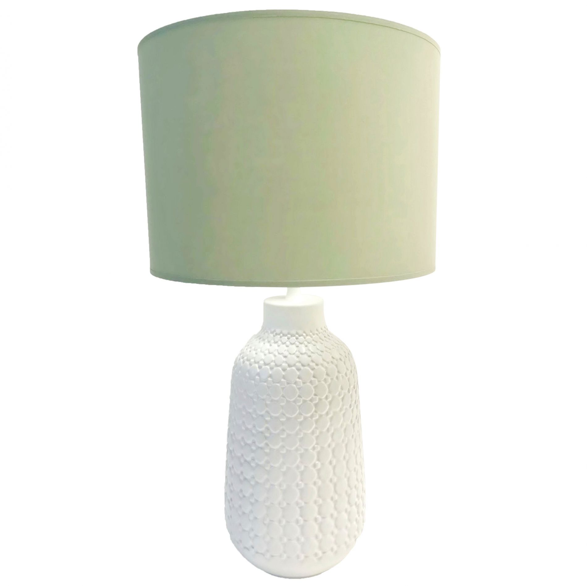 Lampe à poser URBAN (H35cm) en céramique blanc abat-jour en tissu vert