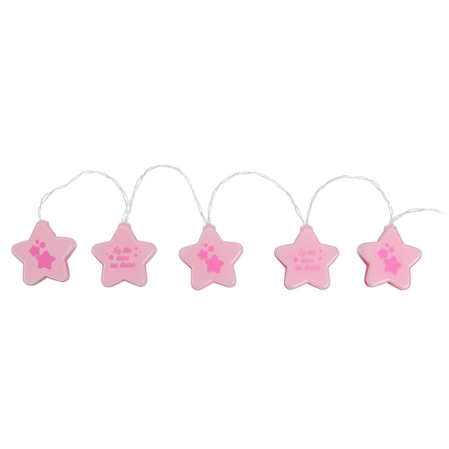 Guirlande LED ENFANT 10 étoiles en plastique rose