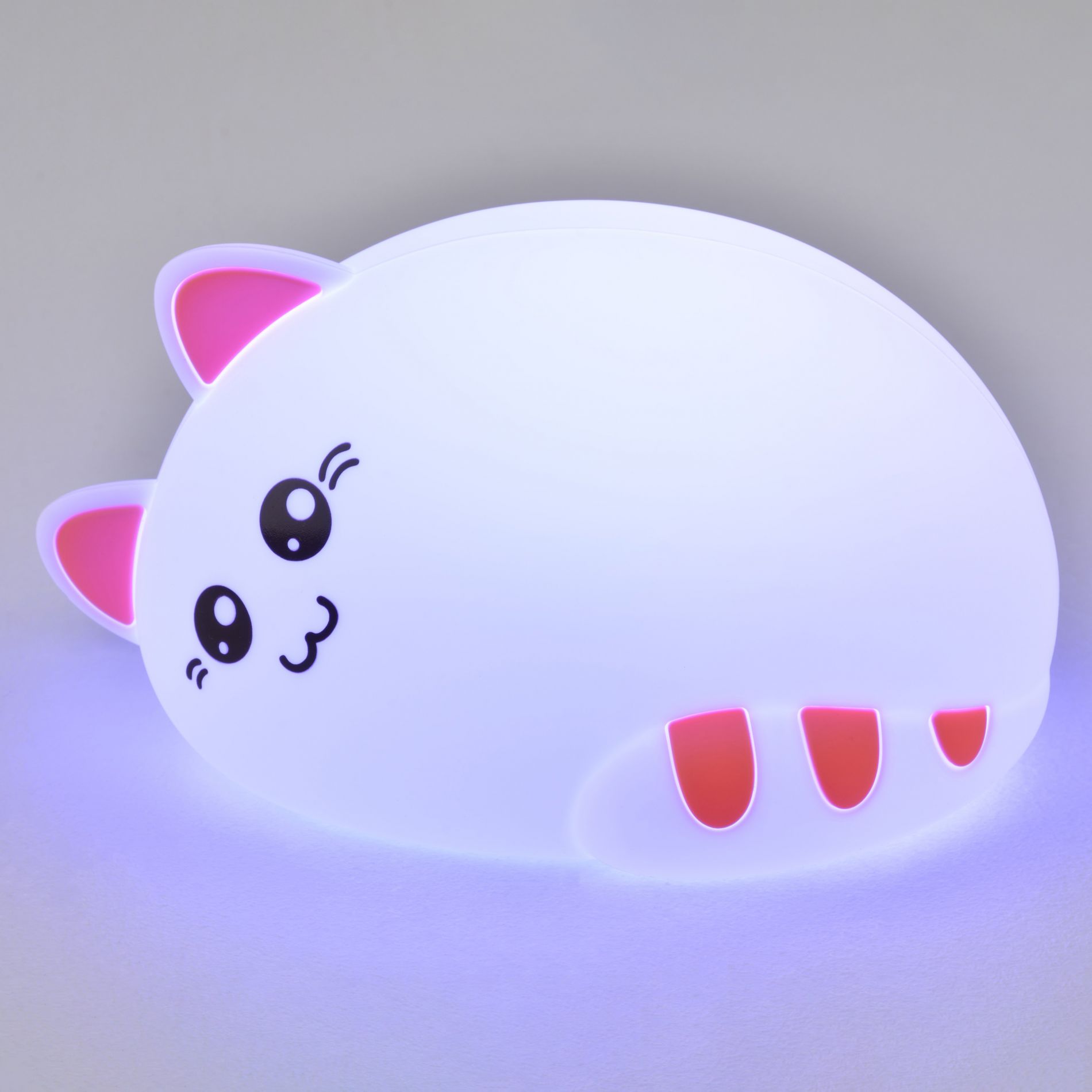 Veilleuse enfant LED ANIMAL chat en silicone blanc