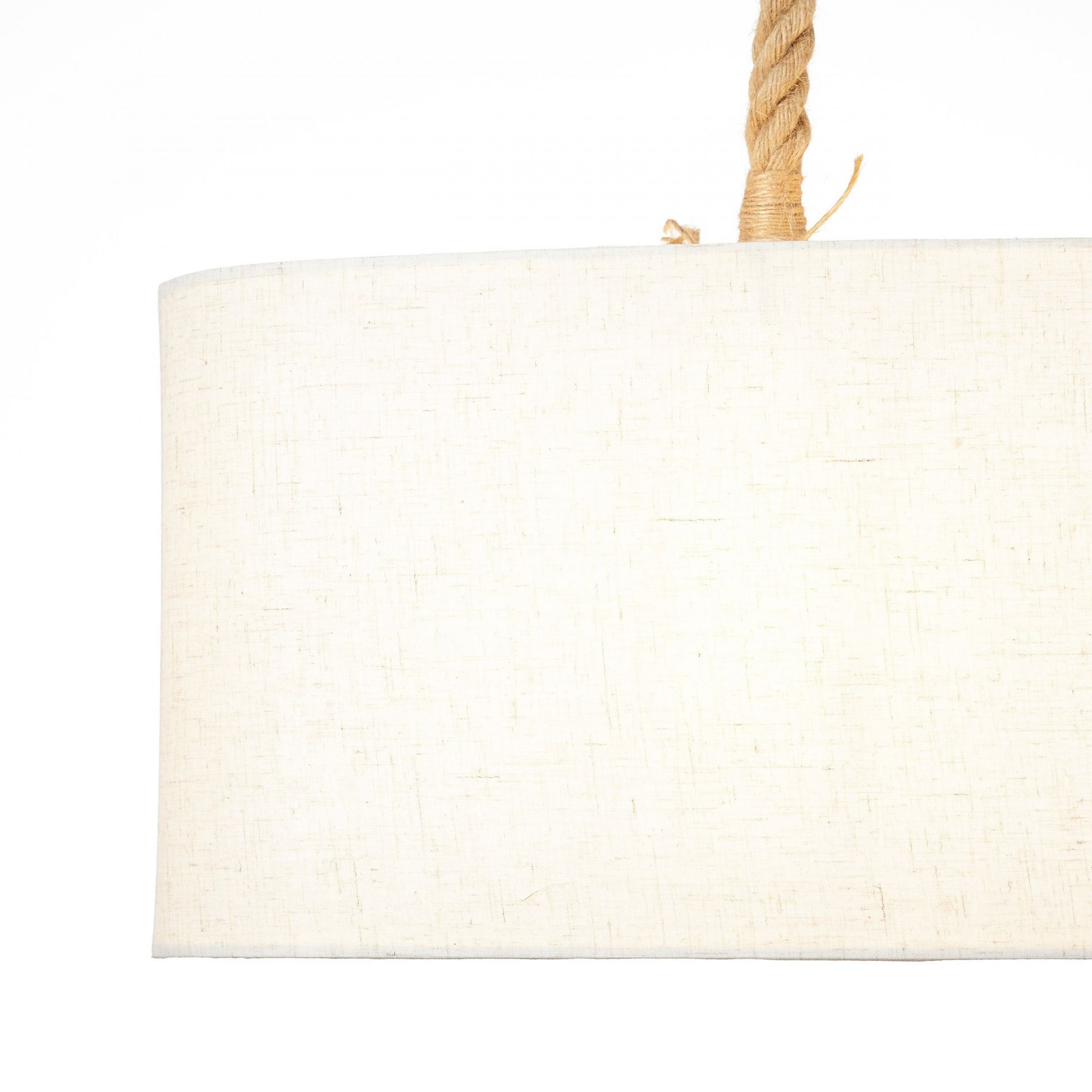 Suspension SAILOR en corde naturelle avec abat-jour en tissu blanc