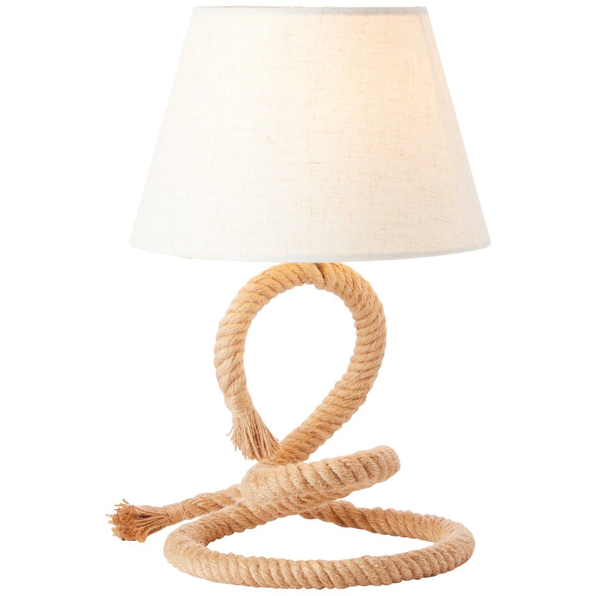 Lampe à poser SAILOR en corde naturelle avec abat-jour en tissu blanc