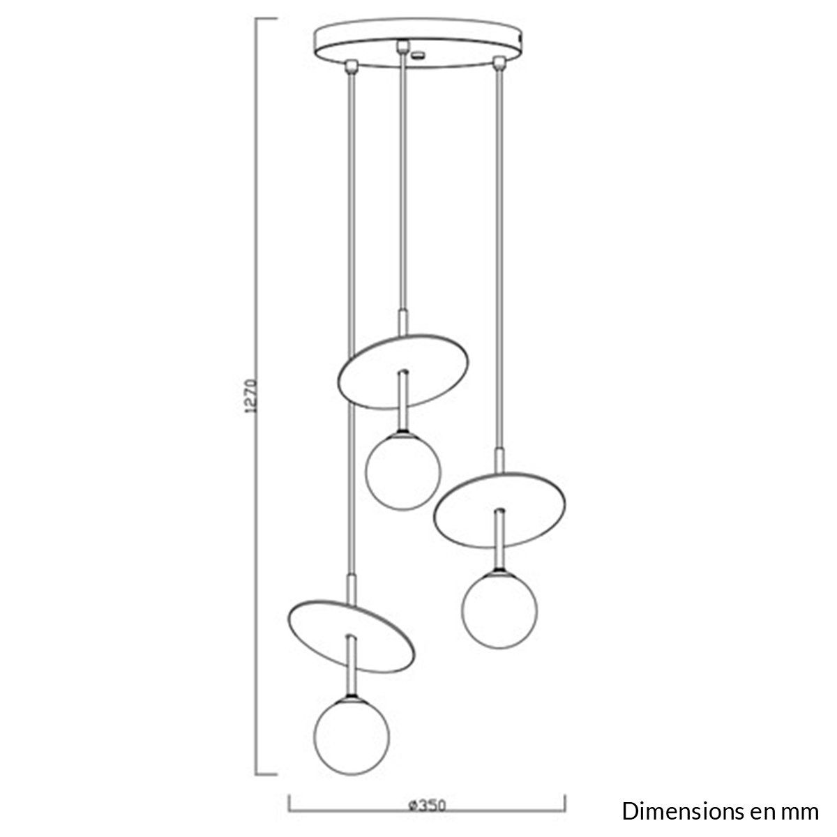 Suspension cascade DPINK (3x33W) en métal couleur laiton et verre rose