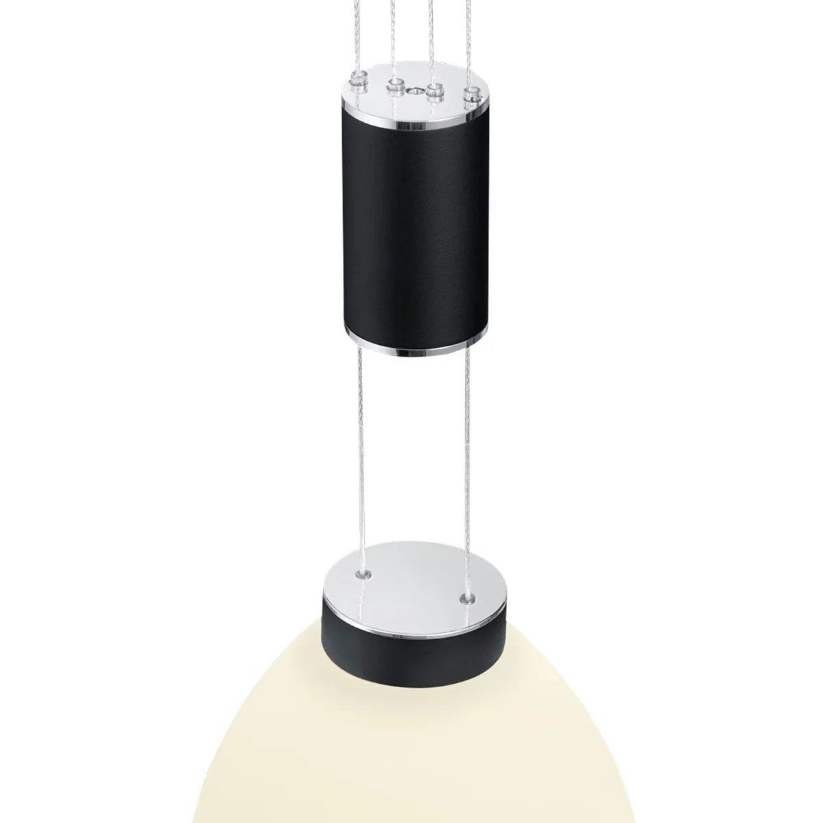 Suspension barre LED SAM en métal noir et verre opale blanc