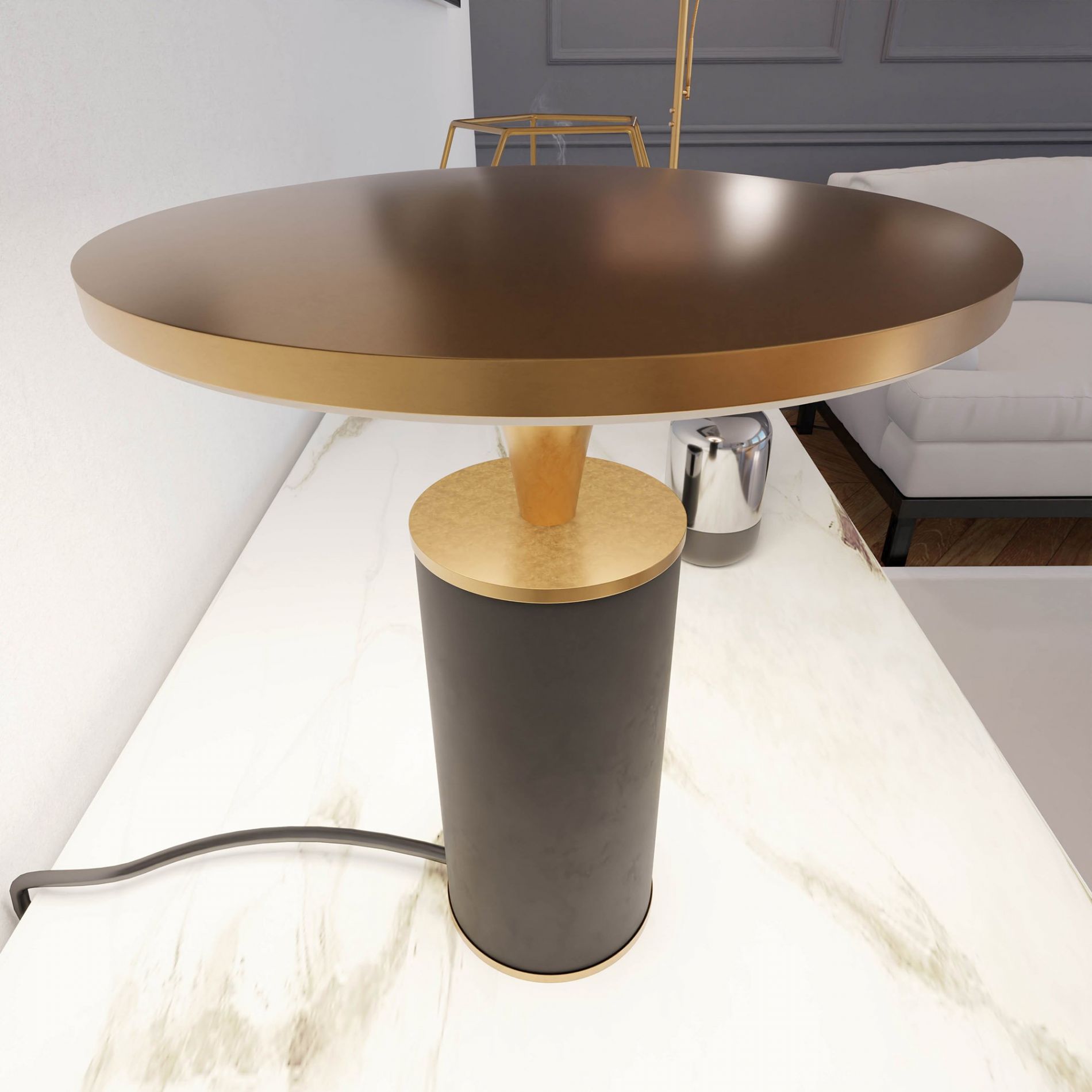 Lampe à poser LED DEEPLY (H24cm) en métal noir et doré