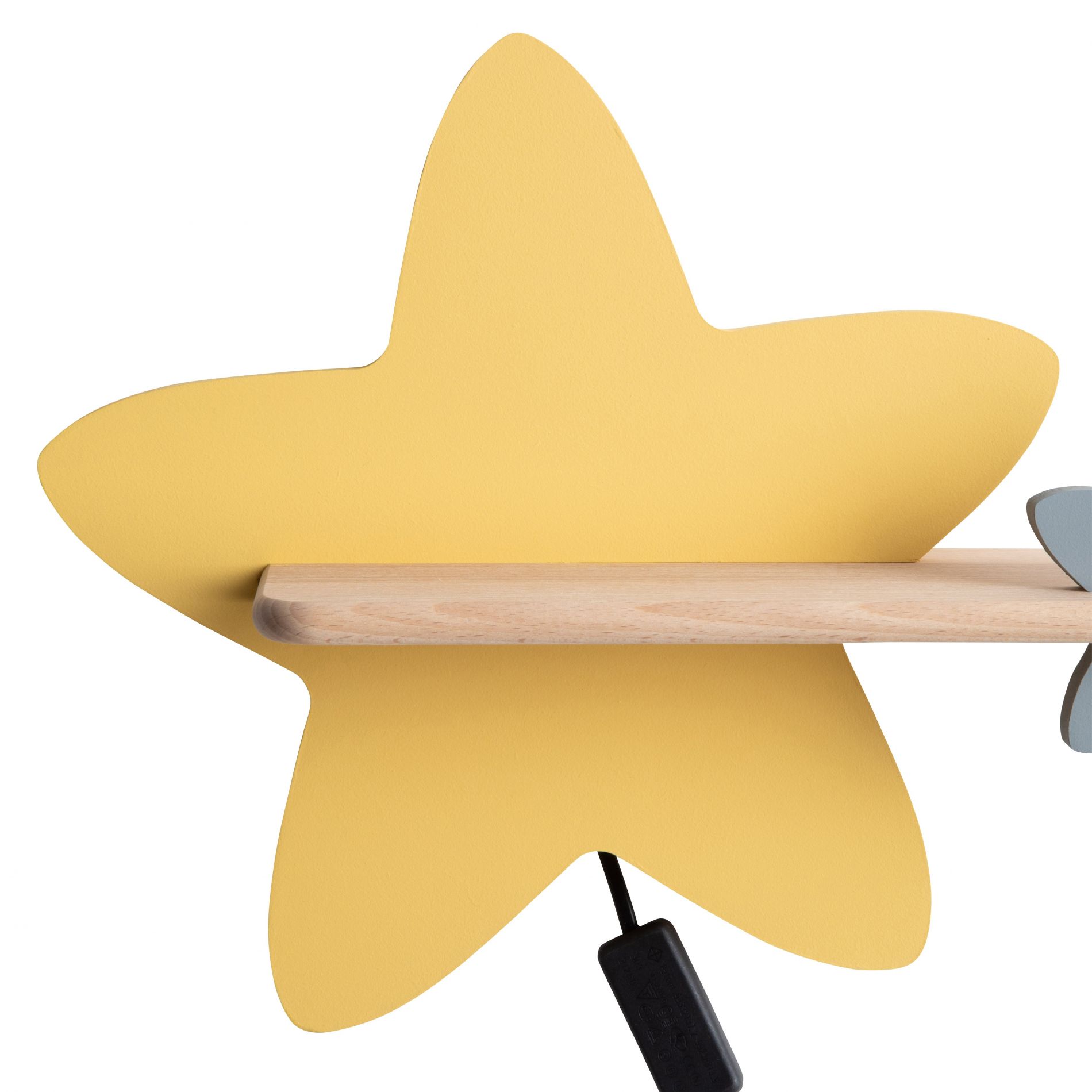 Applique murale LED enfant STAR en bois jaune